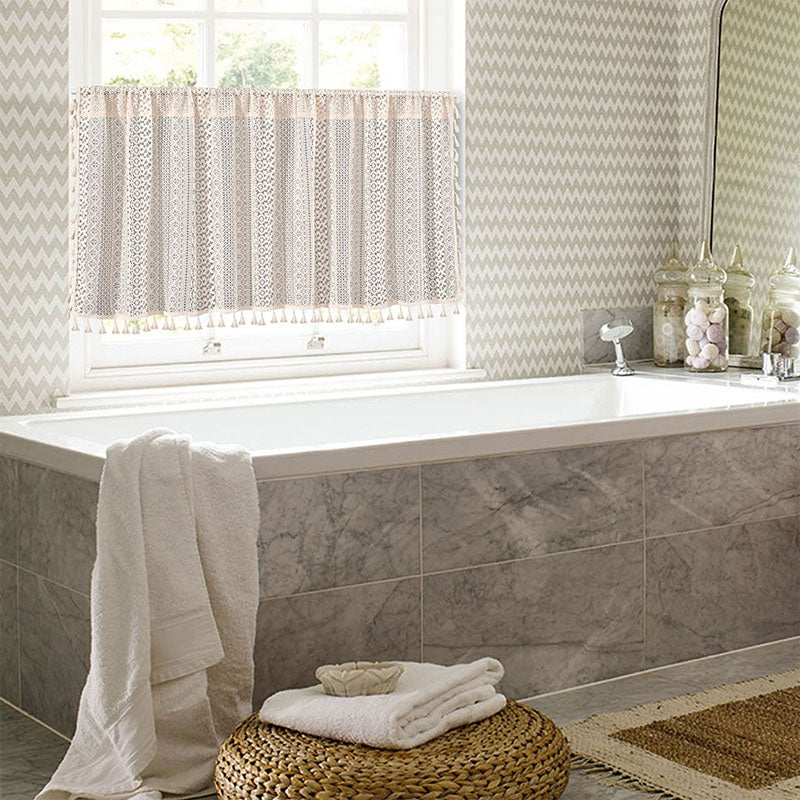 Lace Taseel Hollow-Out Tier Gardin i Bomulls Linne Material