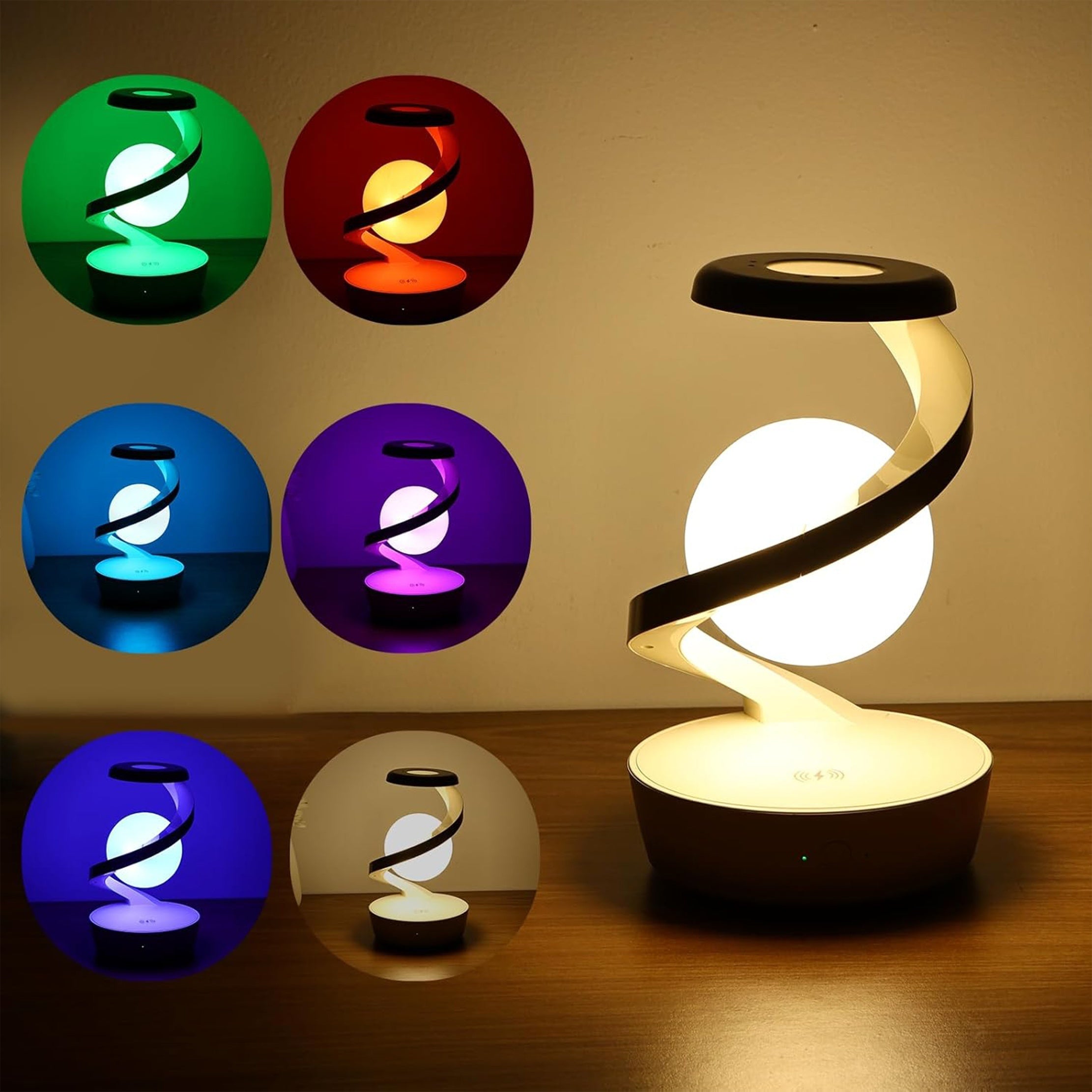 GestureGlow - RGB LED Skrivbordslampa med Trådlös Laddning