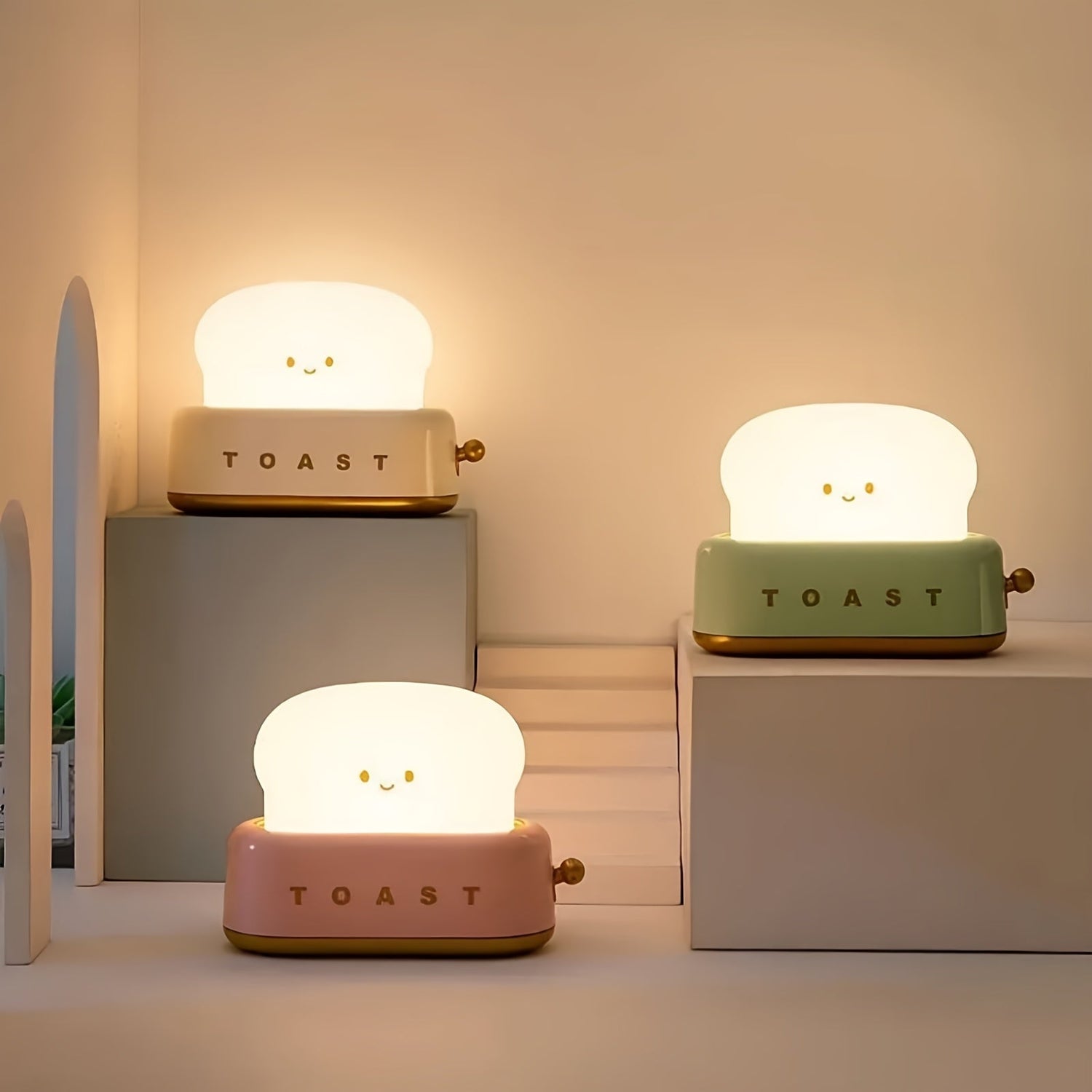 LumiToast - Söta USB Uppladdningsbara LED Brödrost Bordslampa, 3000K Varmt Ljus