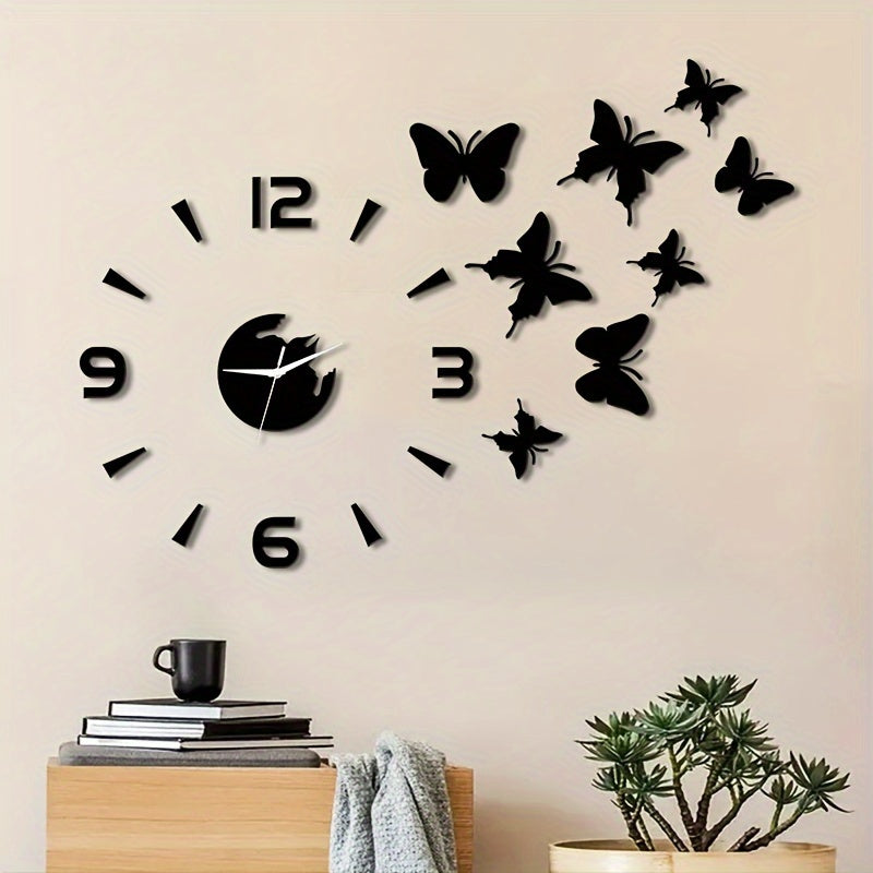 AcrylicButterfly - DIY 3D Fjäril Spegel Väggen Klocka