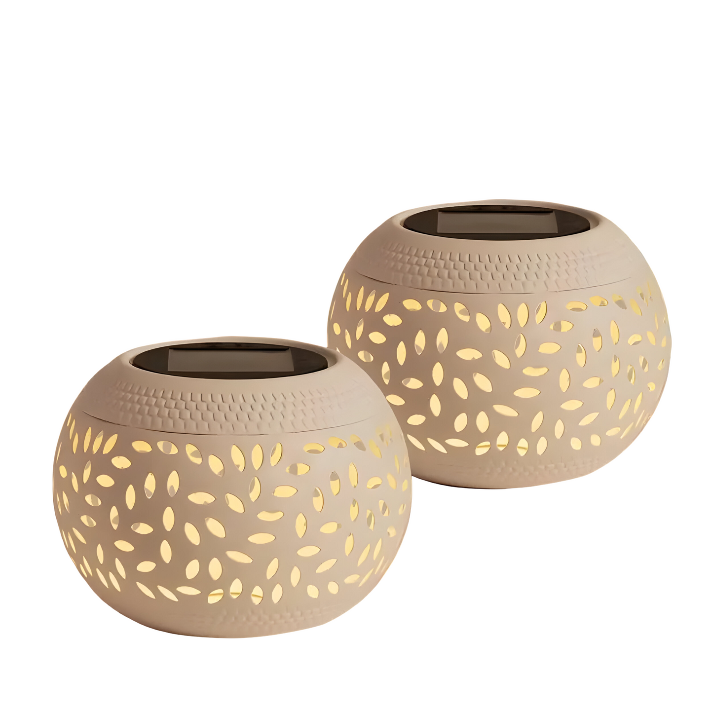 Carvallo Solartischlampen 2-pack | Trådlös & Väderbeständig | Utskuret Design | Varmvitt Ljus