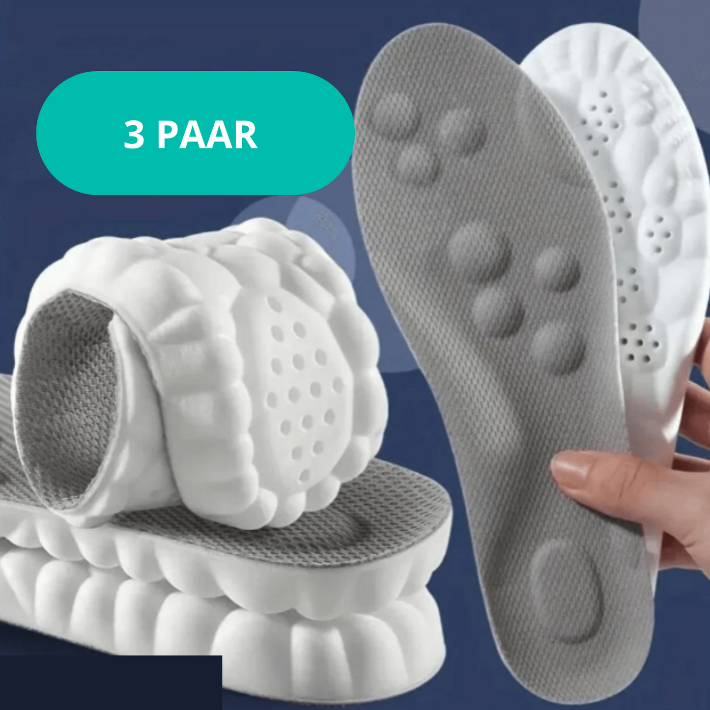 Carvallo 4D inläggssulor | Smärtfri fötter | Ergonomiskt stöd | Tvättbar & Anpassningsbar