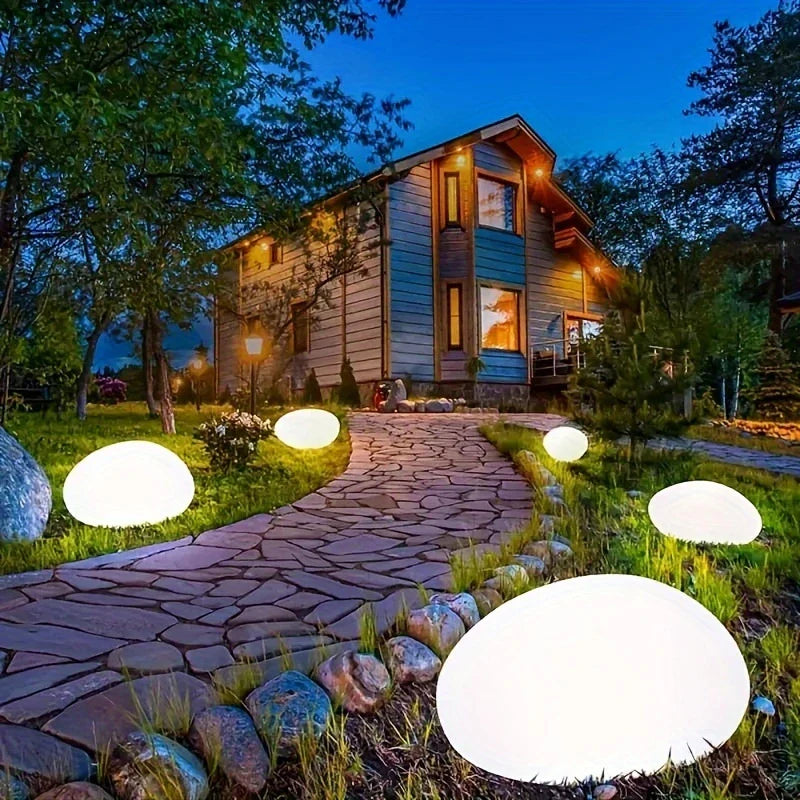 Luminösa trädgårdsstenar med färgbyte – Dekorativa LED stenlampor för utomhus och trädgård