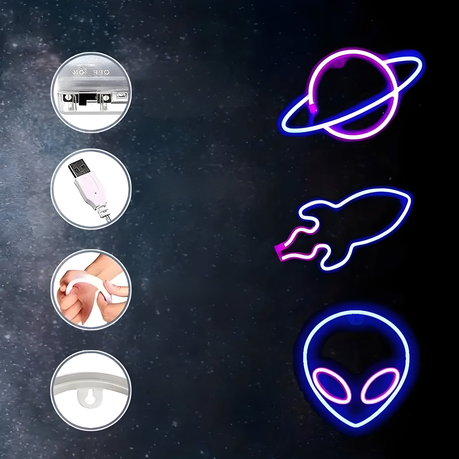 SpaceGlow Ljus - Dekorativ Neon Party LED Vägglampa