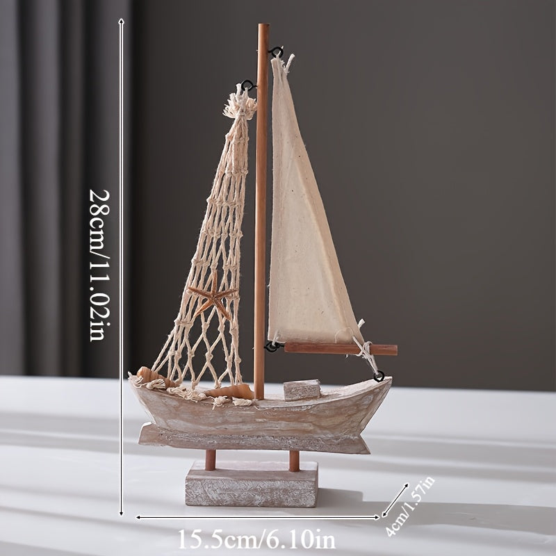 Vintage Träseglare – Maritim Dekoration för Vardagsrum, Kontor eller Sovrum