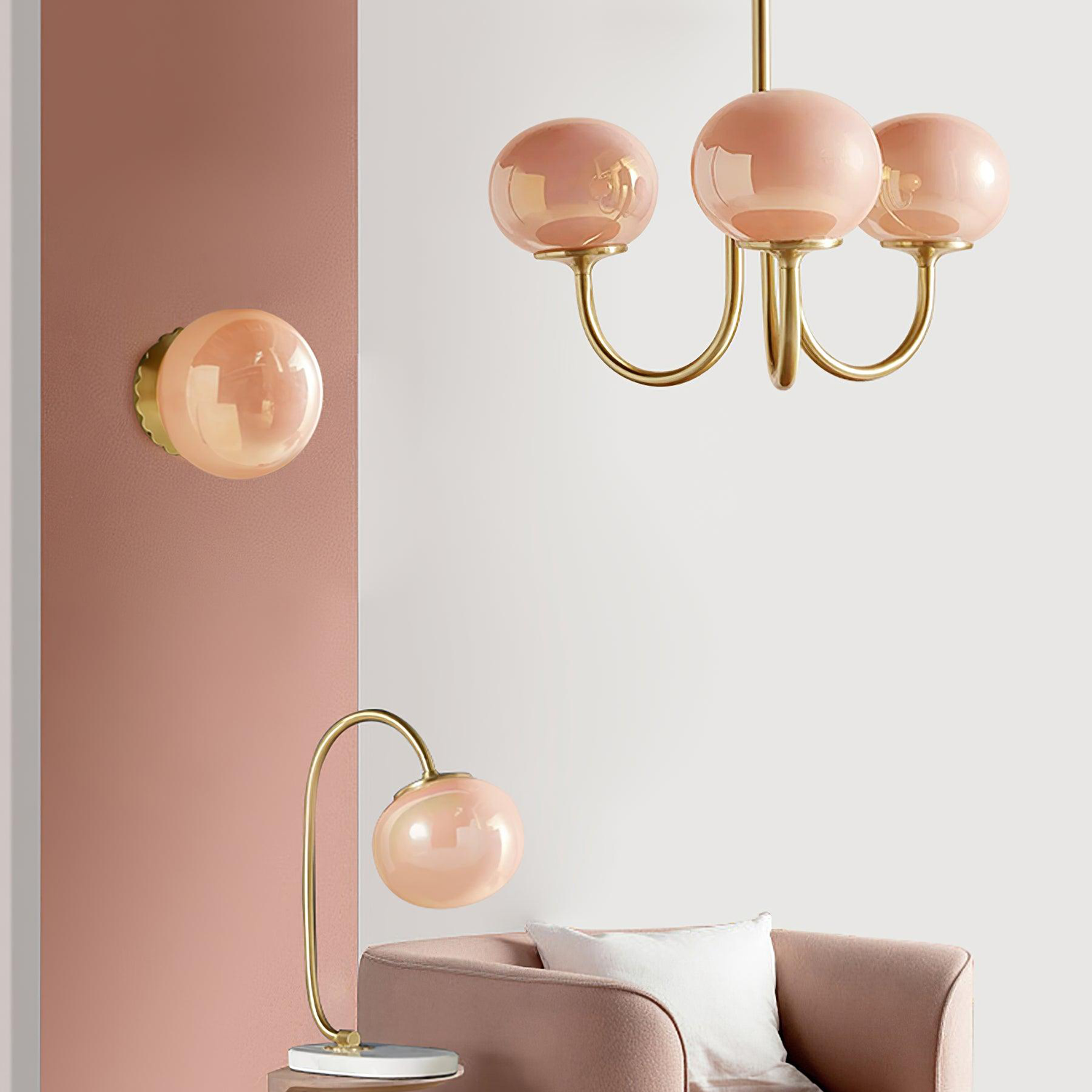 Bubble Pink Glass Marshmallow Kandelaber