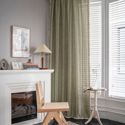 Enkel randig hallow-ut semi-skuggning fringing gardin