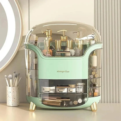 Transparent Desktop Makeup Organizer – Stort kapacitet dammavvisande smycke- och kosmetikaförvaringslåda