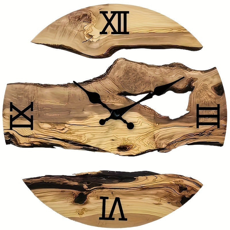 Stylisk akrylväggklocka med naturligt träådringdesign