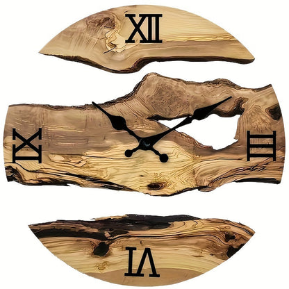 Stylisk akrylväggklocka med naturligt träådringdesign