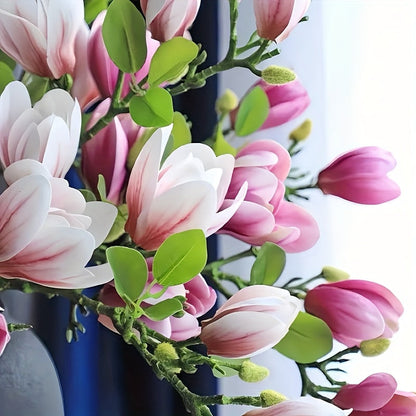 Set med 4 Realistiska Magnolia Blommor – Elegant och Tidlös för Bröllop och Lyxig Dekoration