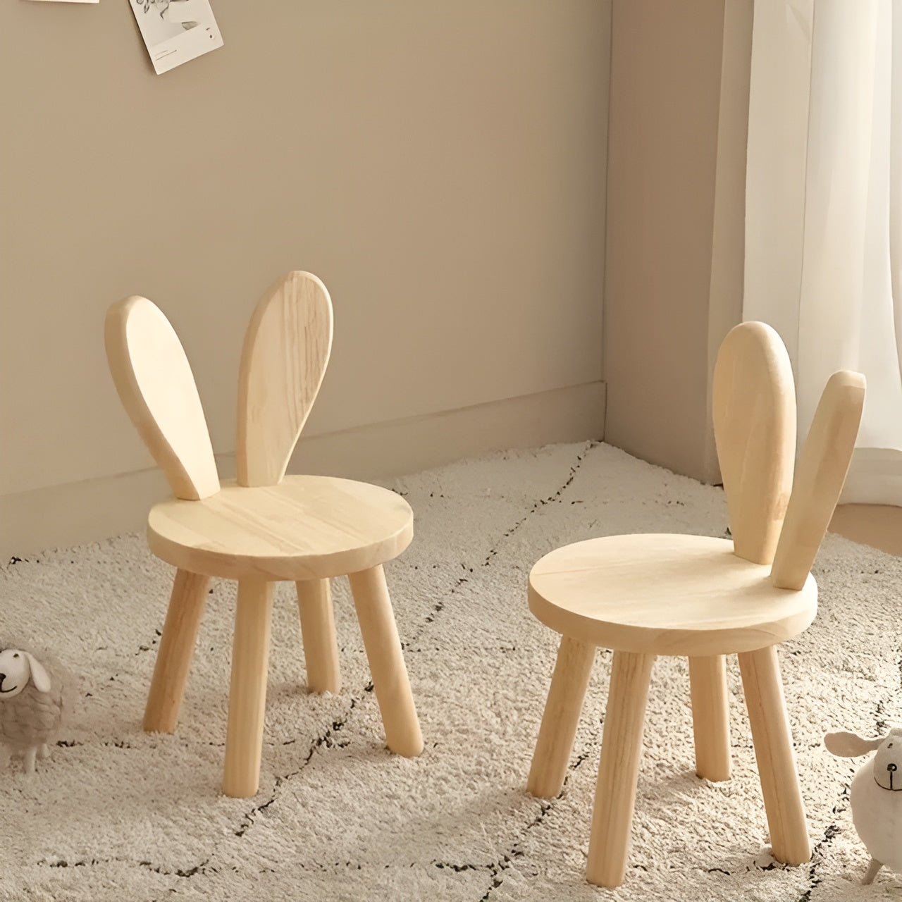 BunnyCraft Puff - Nordisk träpuff med kaninöron