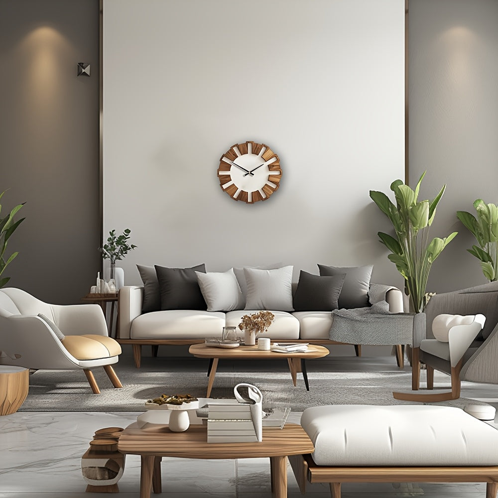Rustik Trä Väggklocka med Tyst Rörelse – Tidlös Design för Vardagsrum, Kontor och Sovrum