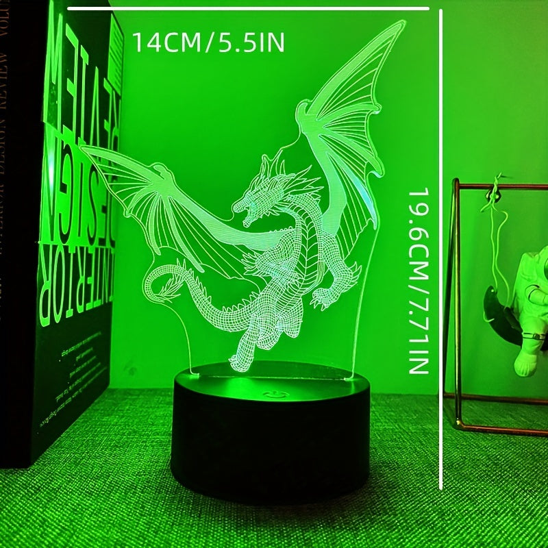 DinoLicht - 3D Dinosaurielampa med Beröringskontroll, RGB Ljus