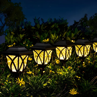 HexaGlow Ljus – 4-pack Retro Fyrkantiga Trädgårdssolarlampor