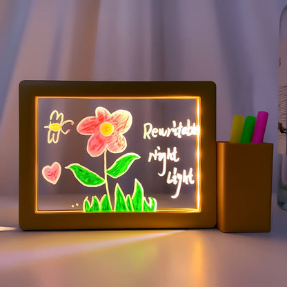 GlowNote - USB LED Nattlampa med Överskrivbart Akryltavla