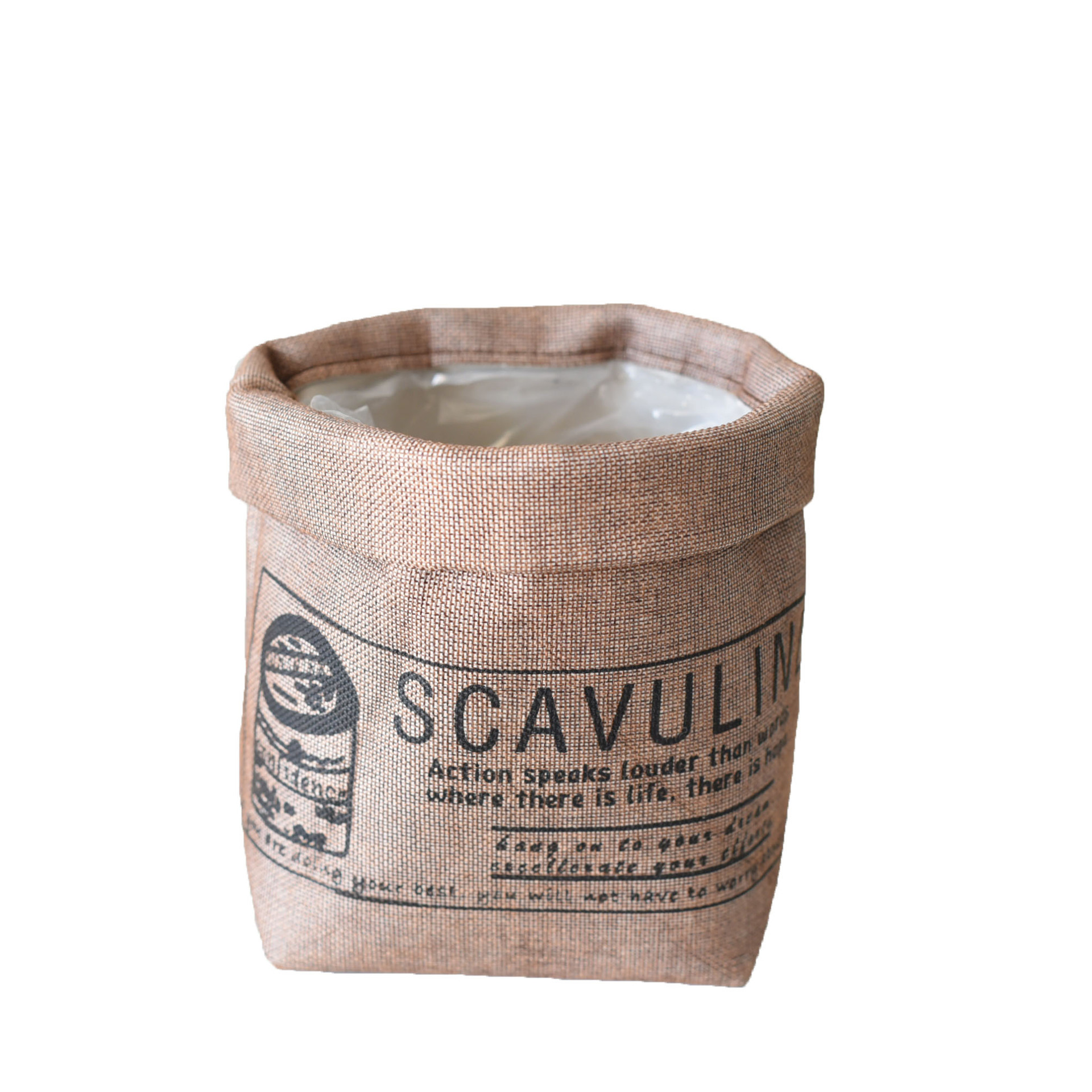 Dekorativ tygväxtkruka med tryck – Mångsidig förvaringskruka för växter och dekoration