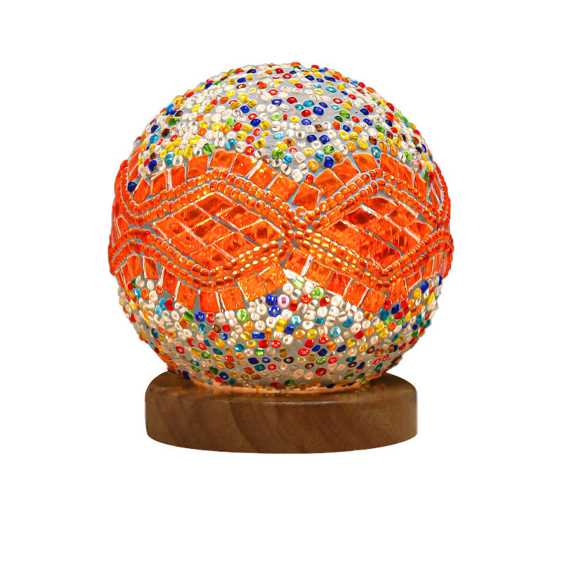 GloedNest - Sferisk LED Dimbar Glas Bohemisk Barock Bordslampa Mosaik Nattljus 3.9