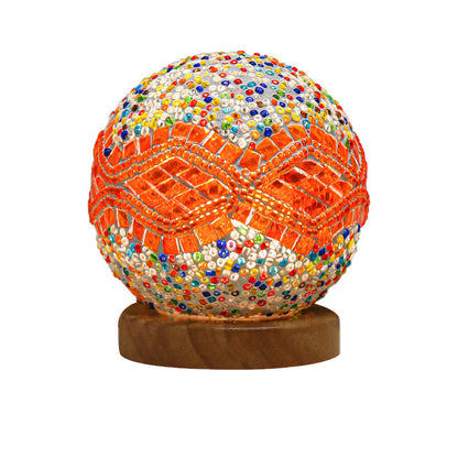 GloedNest - Sferisk LED Dimbar Glas Bohemisk Barock Bordslampa Mosaik Nattljus 3.9