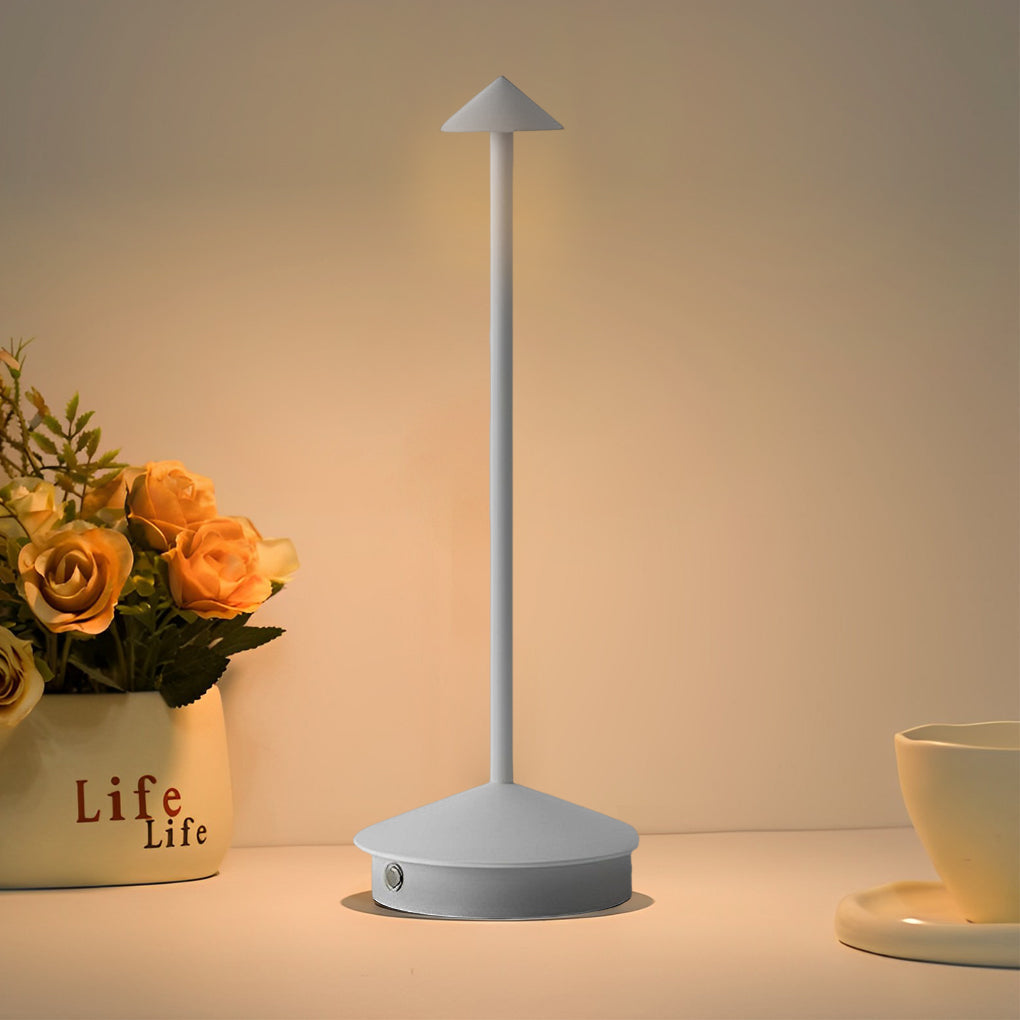 LuminZen - Modern Bollarformad Skrivbordslampa med RGB Färgförändring och Trådlös Laddning