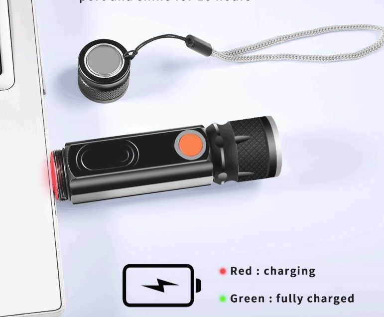 USB Uppladdningsbar Magnetisk Ficklampa – LED Nödbelysning med Magnet och Bärrem