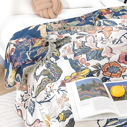 Bomull kastfilt Blommig vändbar design