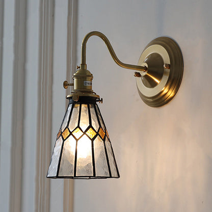 Vägglampa med vintage glas skugga armatur