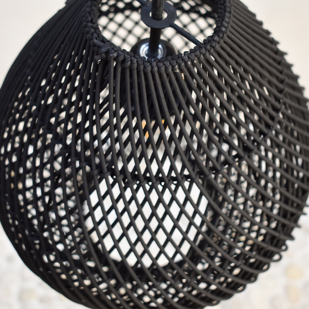 Boho Rattan Handvävd Svart Taklampa