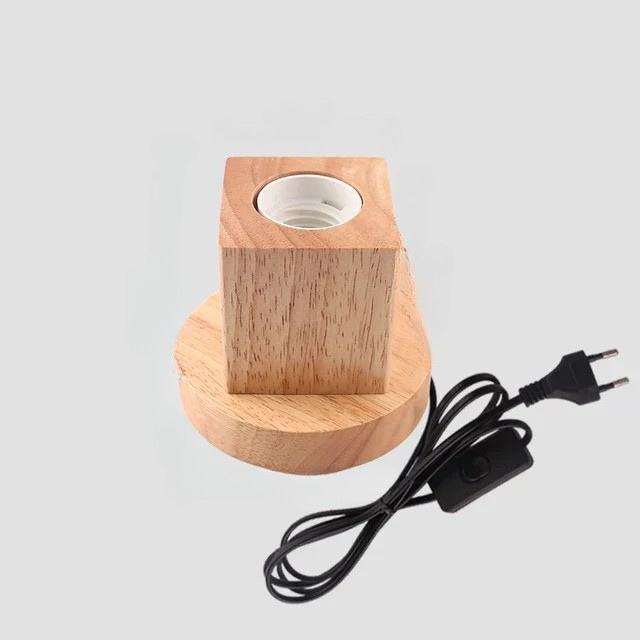 RetroWood - Trä Bordslampa med Ljusboll för Stämningsfull Belysning