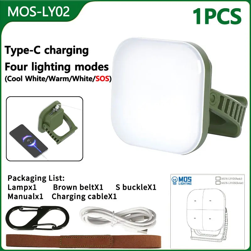 80W LED Solarbatteriladdad campinglampa med magnet och zoomfunktion