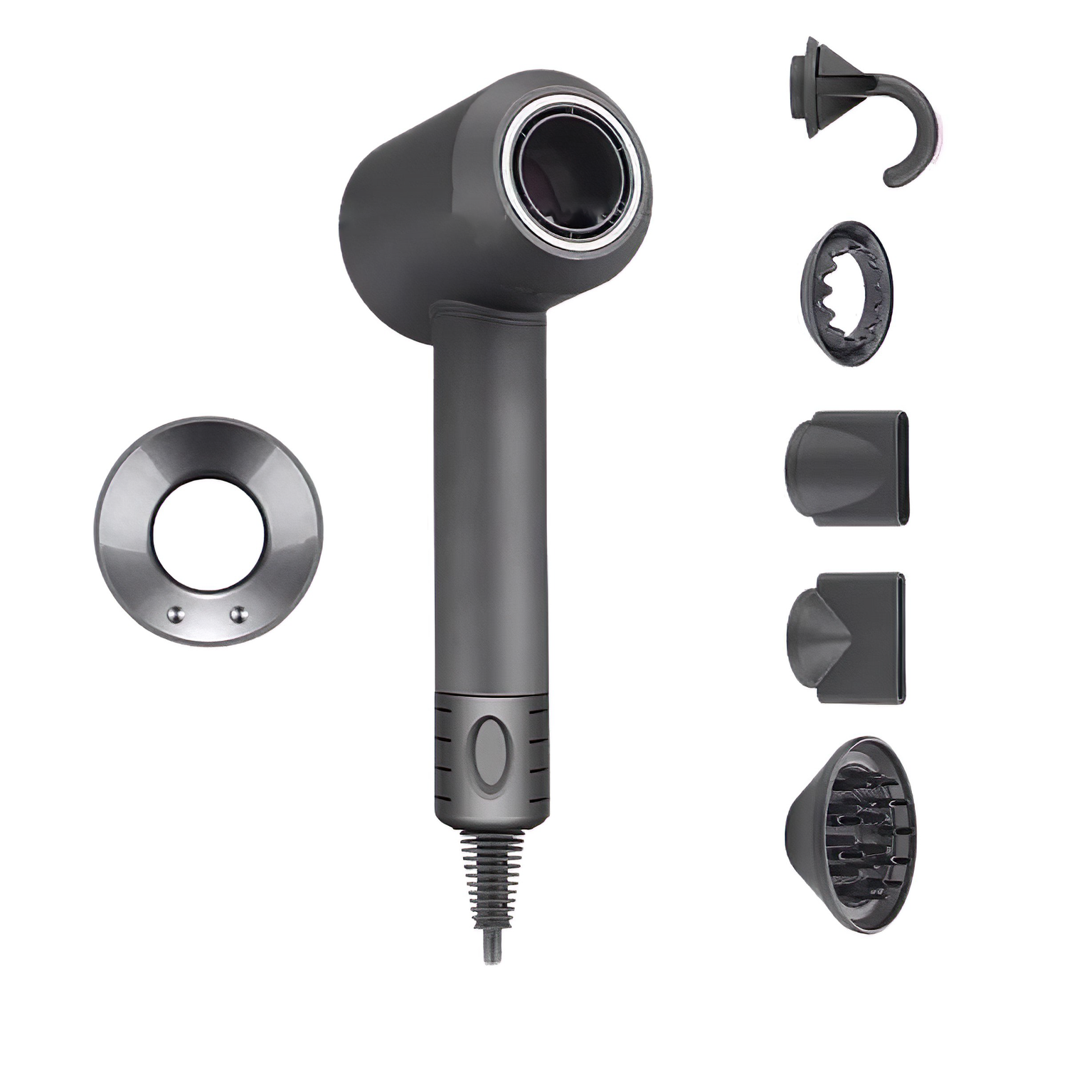 Hårfön med jonteknologi och munstycke