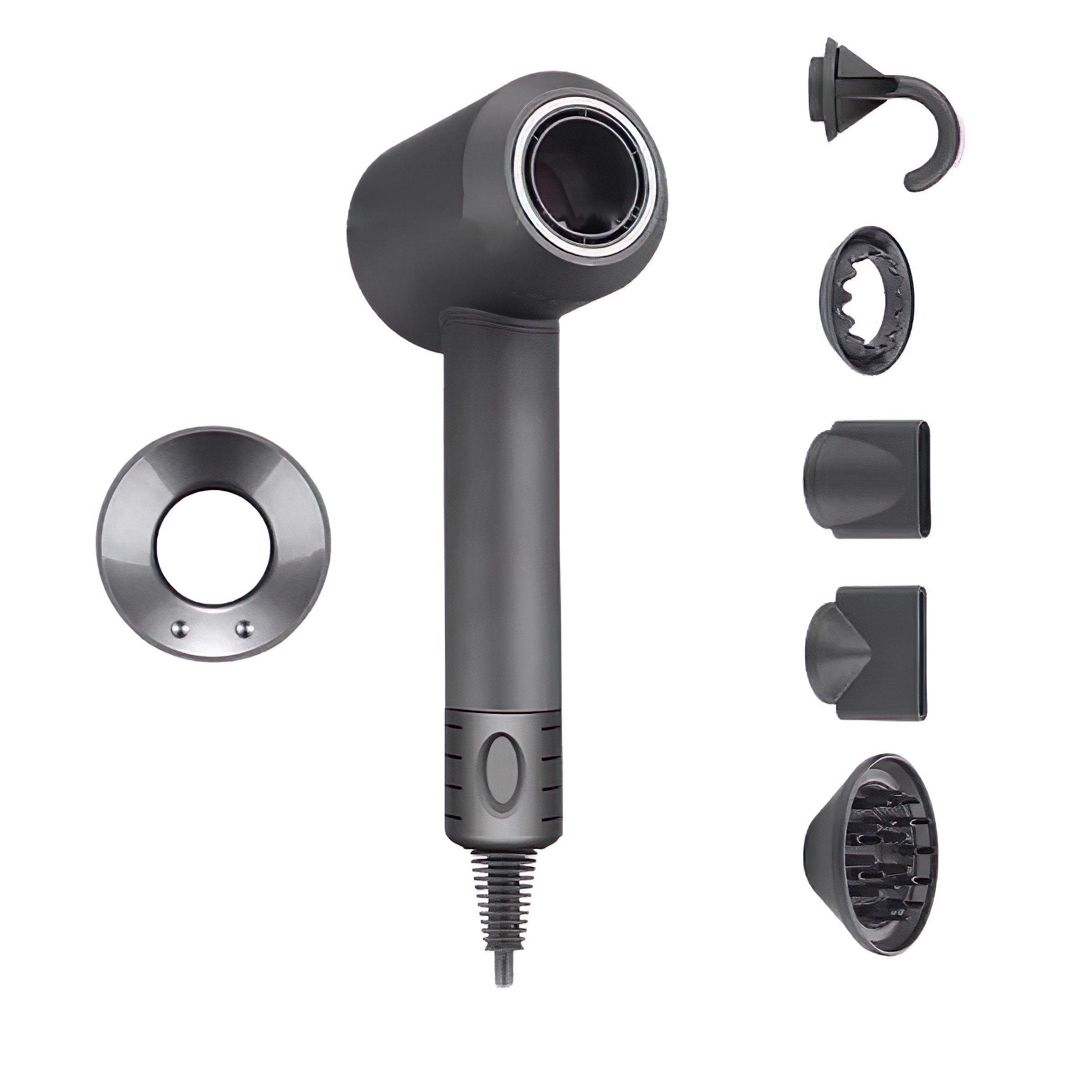 Hårfön med jonteknologi och munstycke