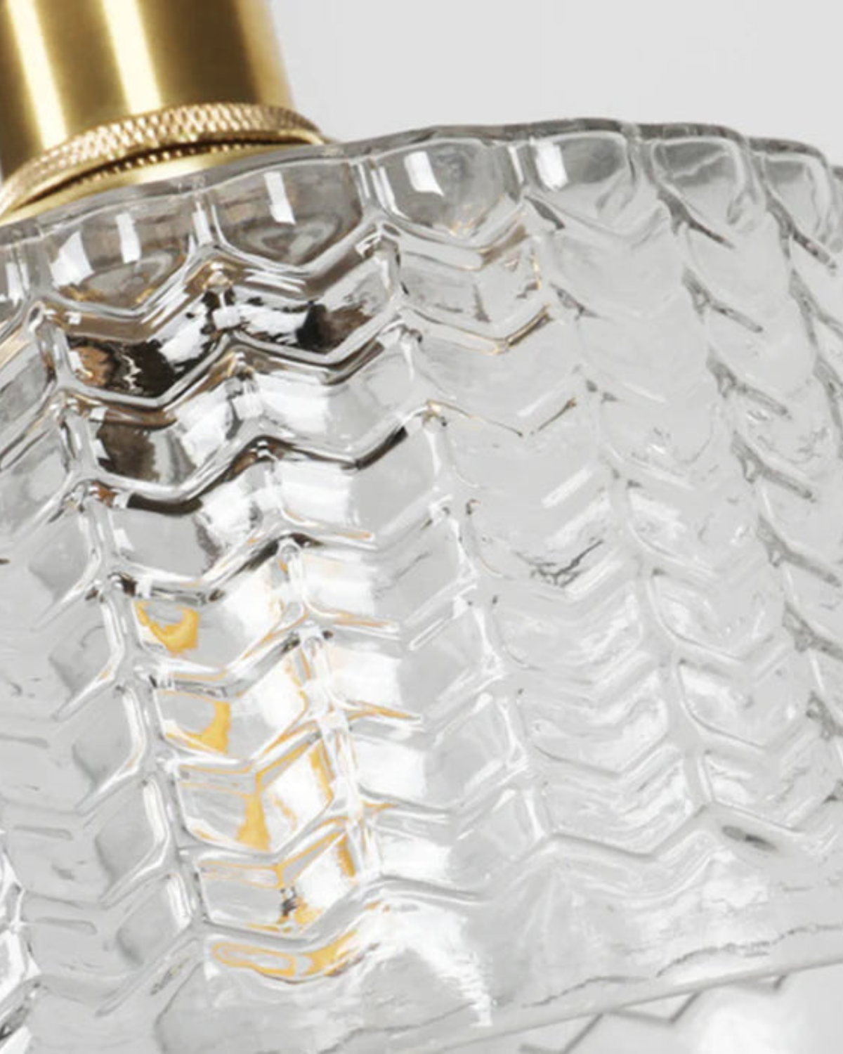 Vintage Glass Ceiling Pendant | Textured Glass & Brass | Warm 3000K Glow