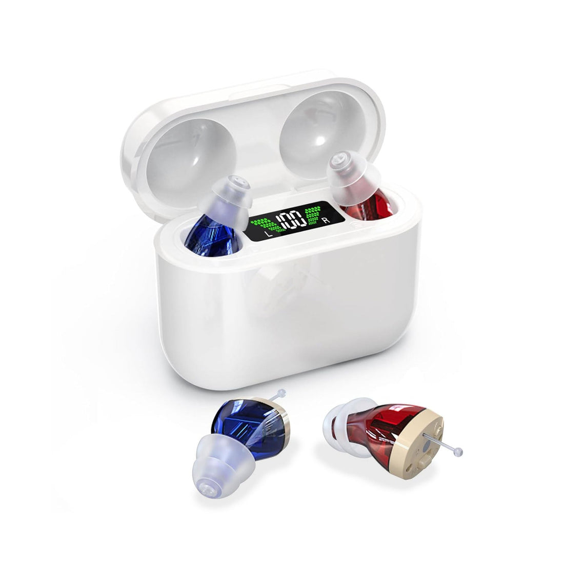 Osynliga Laddningsbara Hörsel förstärkare med Trådlös Laddningslåda