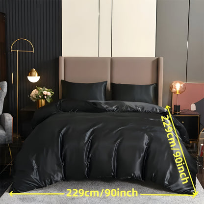 SatinNest Duntäcke Set - 3 delar. Satin Sängskydd Set