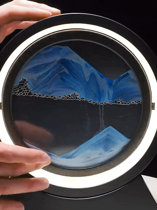 Sandbildslampa – LED-bordslampa med 3D sandmotiv | Avkopplande dekoration för vardagsrum och kontor