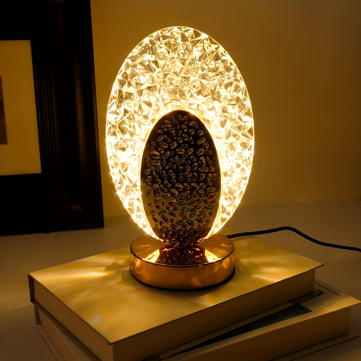 FeatherLamp - USB Touch Bordslampa med Påfågelfjäderdesign, Oändligt Dimbar LED Ljus
