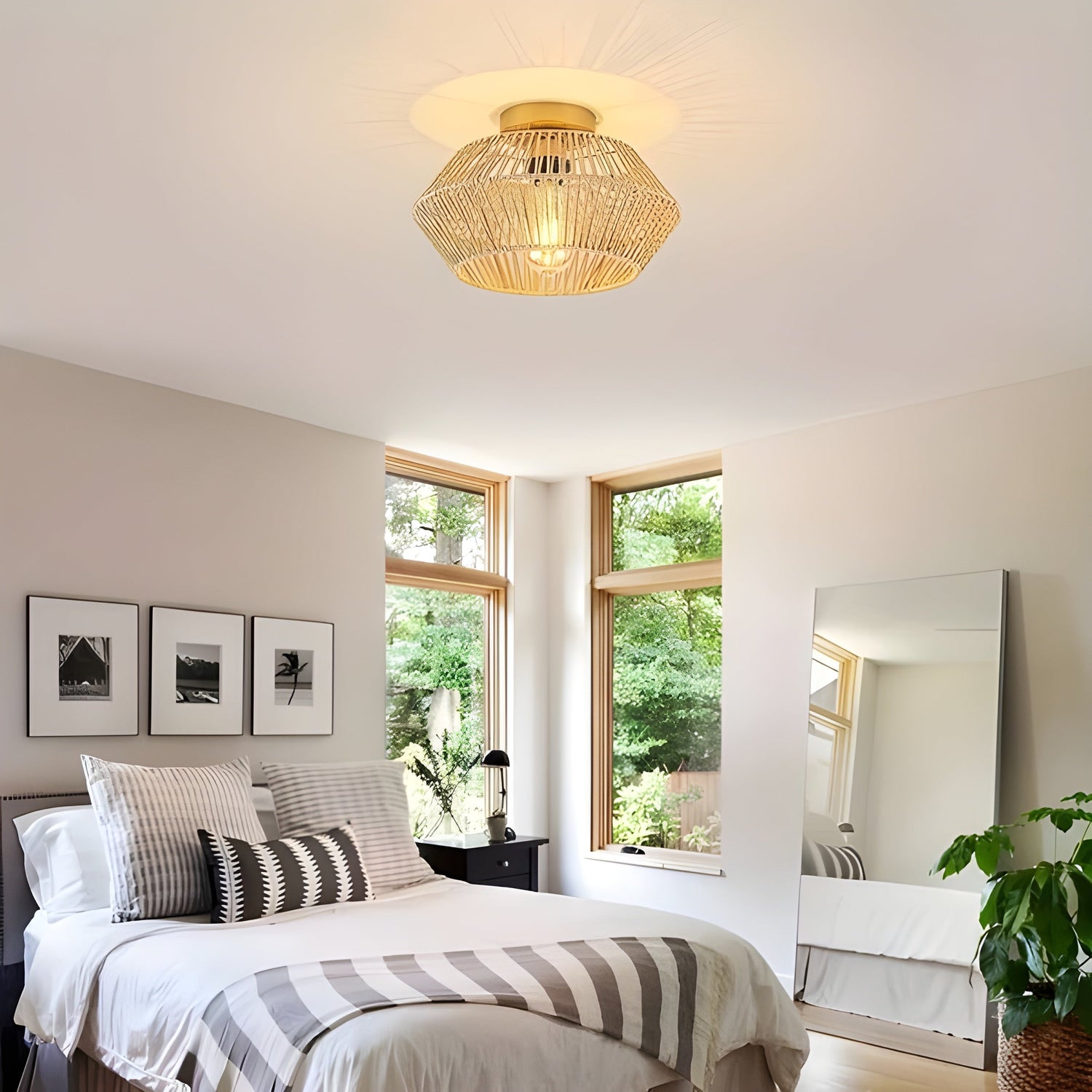 HavenWeave Light - Vintage LED Rattan Flätad Taklampa