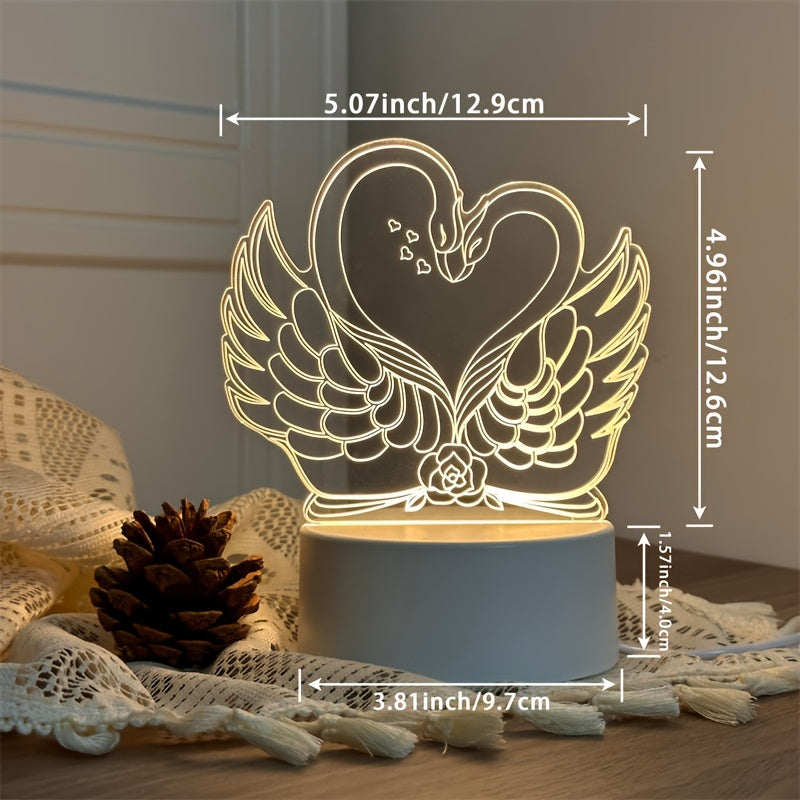ZwaanLicht - USB-driven 3D LED Bordslampa med Akrylram