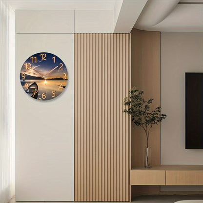 12-tums rund tyst väggklocka - glas, modern design