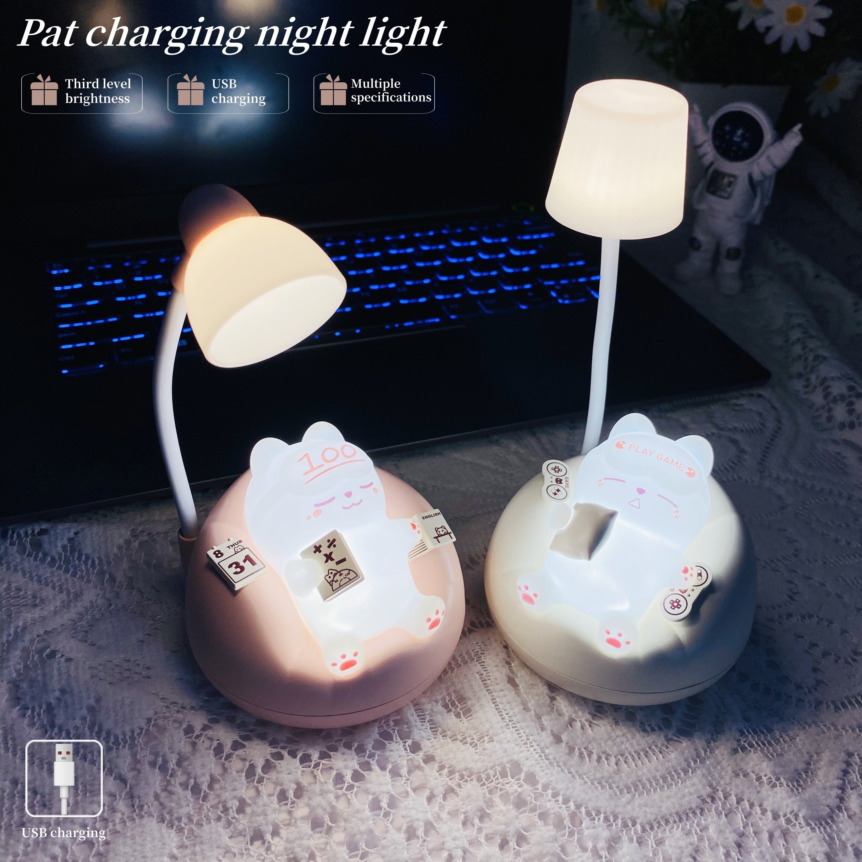 SleepyKitten - USB Laddningsbar LED Katt Nattlampa