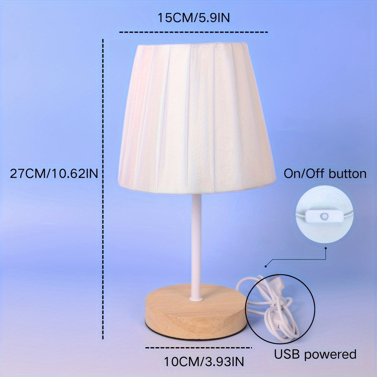 NordicLicht - Modern Massiv Trä Bordslampa med Linne Skärm och USB