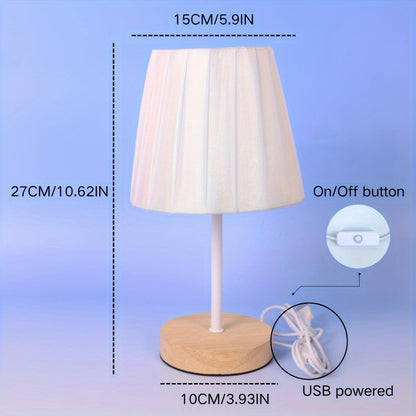 NordicLicht - Modern Massiv Trä Bordslampa med Linne Skärm och USB