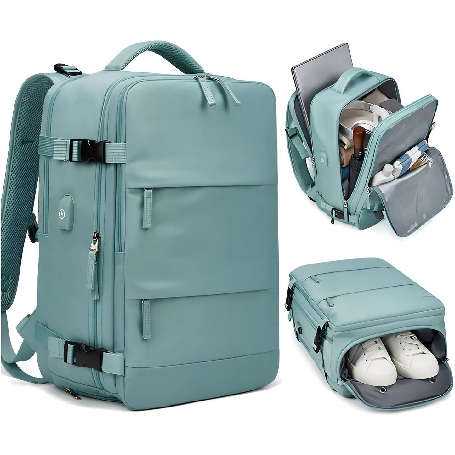 Reser ryggsäck med USB-anslutning – Rymligt fack | Idealisk för skola och utomhusaktiviteter