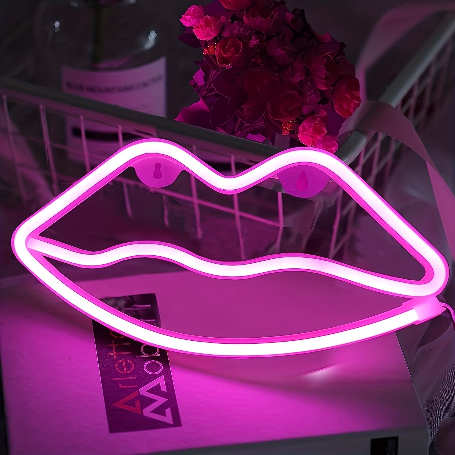 GlowLips - Neon Rosa LED Läppljus, USB Drift, Alla Hjärtans Dag Dekoration