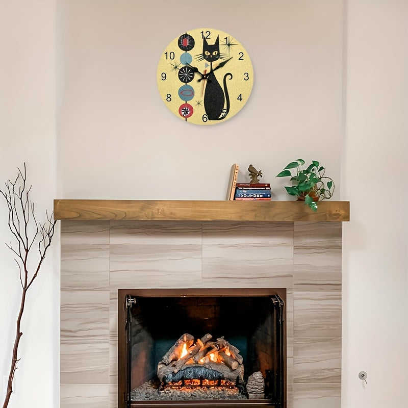 CoolCat - Tyst Träväggklocka med Modern Design