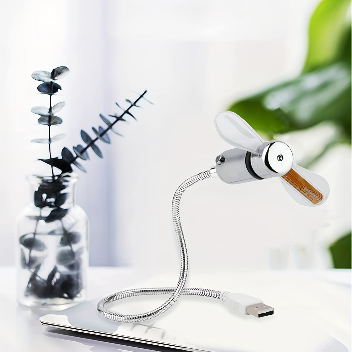 Bärbar USB LED Klockfläkt med Tidsvisning
