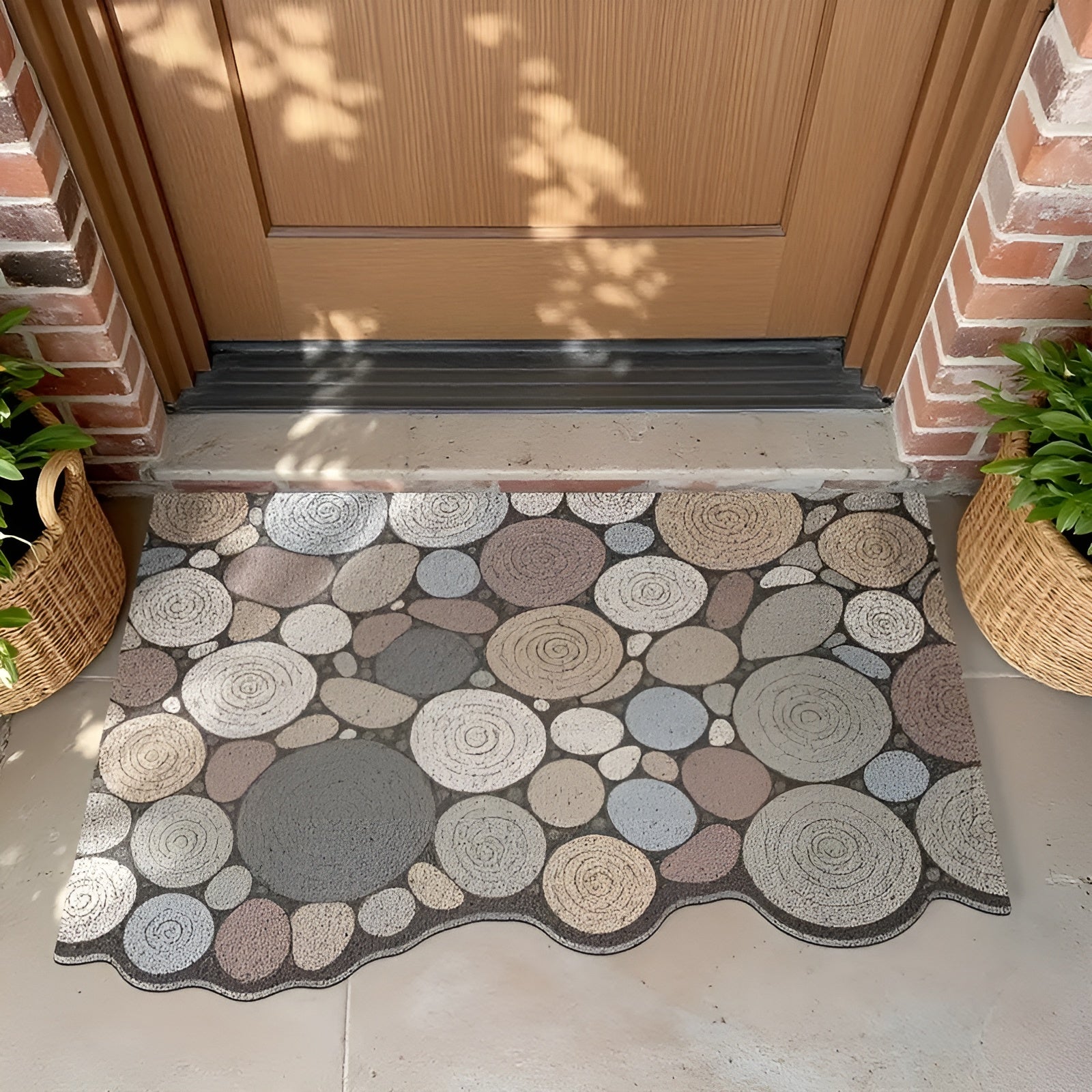 Dörrmatta med trä- och grusmönster – Halkfri &amp; Lättskött | För inomhus- och utomhusbruk