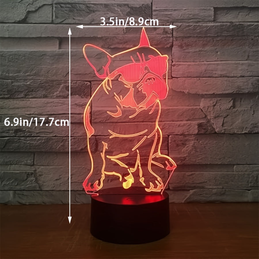 DecoBulldog - 3D Fransk Bulldog Nattlampa med 16 Färger