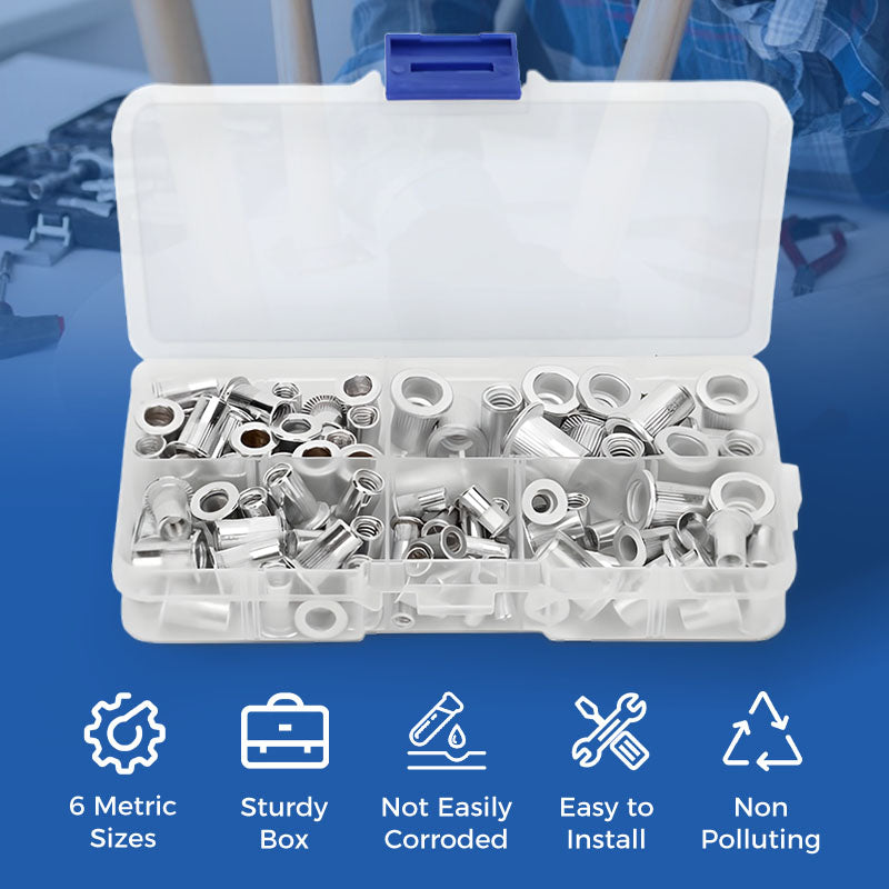 Carvallo - Platt huvud gängad mutter nitar mutter uppsättning